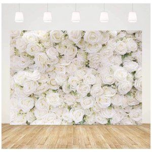 White Rose Floral Background Flower Backdrop Wedding Party Decor 8x6 feet